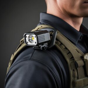 Tactical shoulder light attached to uniform for department field trial