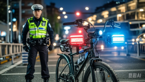 Bike police light setup for patrol officer and bicycle safety